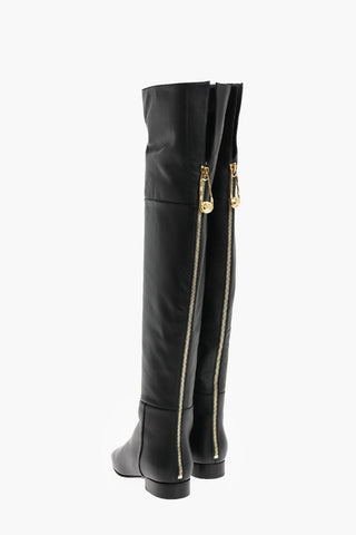 Over the Knee Boots with Back Zip and Square Toe
