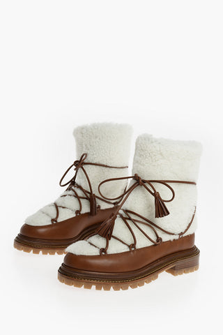 Stivaletti VERY ASPEN in Pelle e Shearling con Lacci