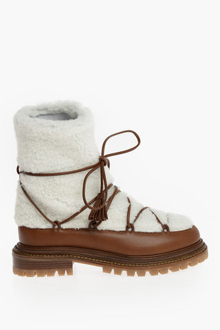 Stivaletti VERY ASPEN in Pelle e Shearling con Lacci