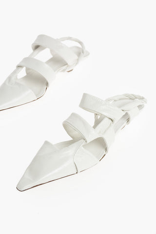 Point Toe Kitten Slingback Pumps with Cross-hatch Motif