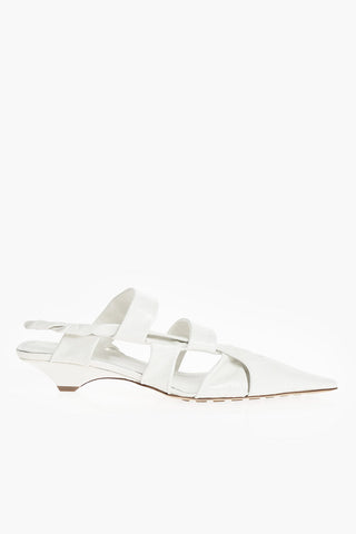 Point Toe Kitten Slingback Pumps with Cross-hatch Motif