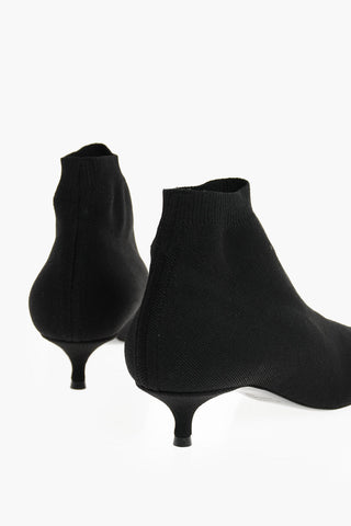 Point Toe Sock Ankle Boots with Side Logo 4 cm