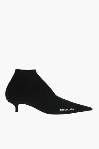 Point Toe Sock Ankle Boots with Side Logo 4 cm