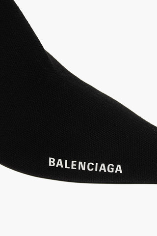 Point Toe Sock Ankle Boots with Side Logo 4 cm