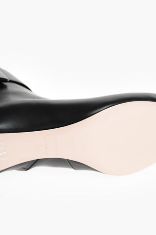 Leather Point Toe Heeled Booties with Side Buckle