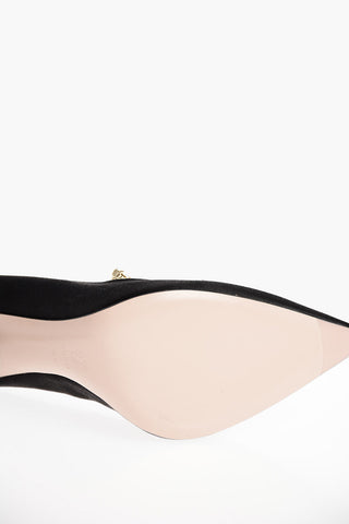 Suede and Satin Pumps with Jewel Front Buckle
