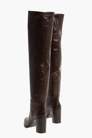 Over the Knee Leather Boots with Chunky Heels