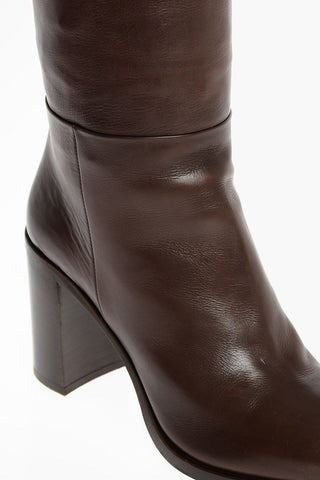Over the Knee Leather Boots with Chunky Heels