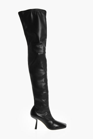 Over the Knee Squared Toe Boots with Spool Heels