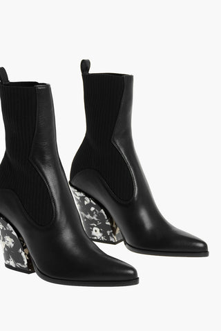 Western Style Tortoiseshell Effect Heel Booties