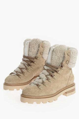 Stivaletti Platform Stringati con Pelliccia