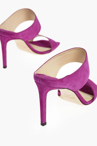 Squared Toe Suede Mules with Double Front Band