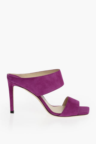 Squared Toe Suede Mules with Double Front Band