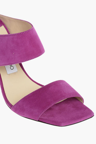 Squared Toe Suede Mules with Double Front Band