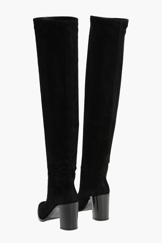 Over the Knee Suede Boots with Chunky Heels