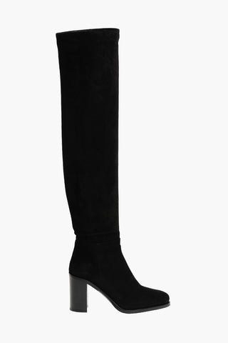 Over the Knee Suede Boots with Chunky Heels