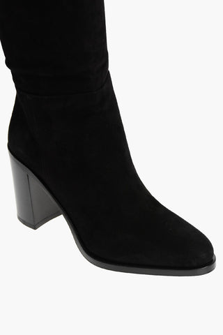 Over the Knee Suede Boots with Chunky Heels