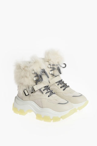 Buffalo Lace-up Ankle Booties with Fur