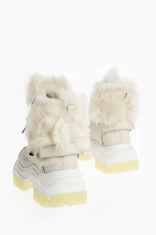 Buffalo Lace-up Ankle Booties with Fur