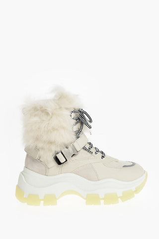 Buffalo Lace-up Ankle Booties with Fur