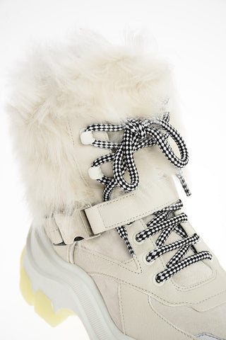 Buffalo Lace-up Ankle Booties with Fur