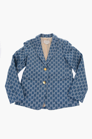center vent 2-button jaquard blazer