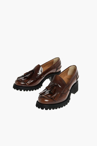 Polished Fumé-leather COLLEEN Loafers with Tassels