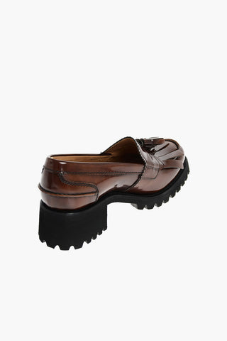 Polished Fumé-leather COLLEEN Loafers with Tassels