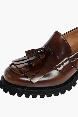 Polished Fumé-leather COLLEEN Loafers with Tassels