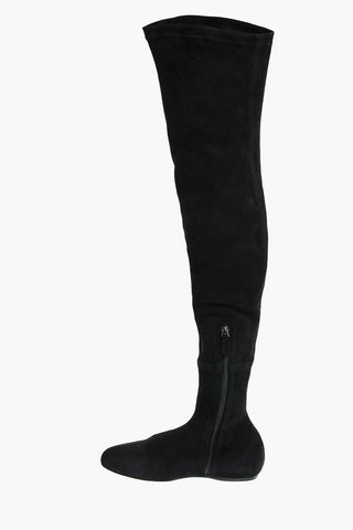 Suede Over the Knee Flat Boots with Inner Zip