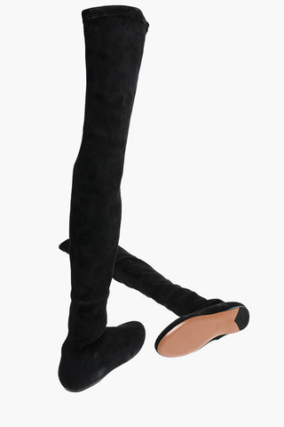 Suede Over the Knee Flat Boots with Inner Zip