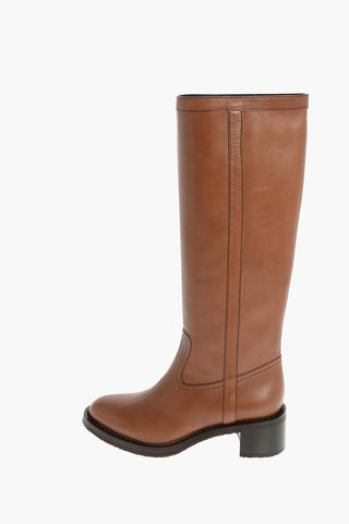Under the Knee Leather Boots with Rubber Sole