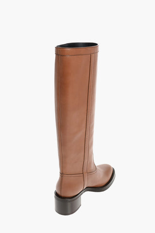 Under the Knee Leather Boots with Rubber Sole