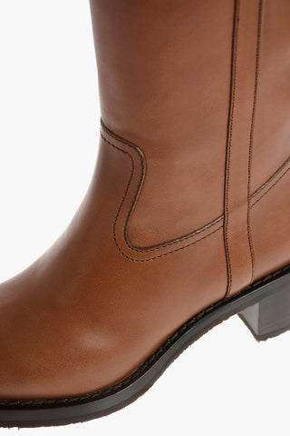 Under the Knee Leather Boots with Rubber Sole