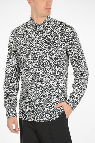 leopard-print classic collar shirt