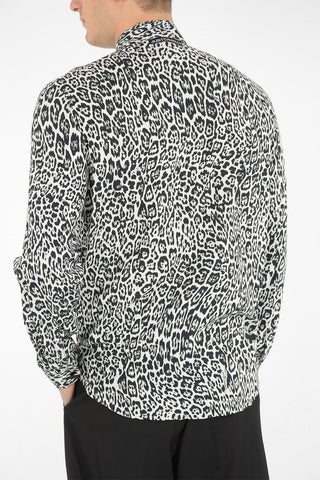 leopard-print classic collar shirt