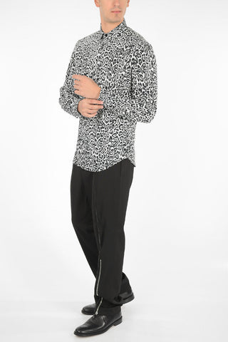 leopard-print classic collar shirt