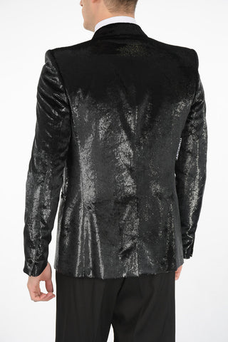 lurex center vent peak lapel 2-button blazer