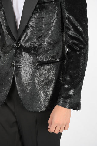 lurex center vent peak lapel 2-button blazer