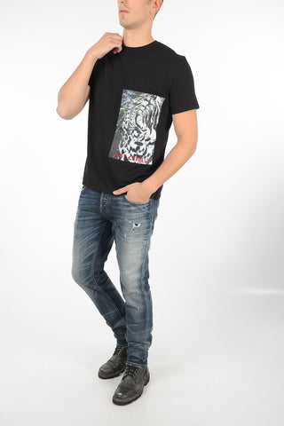t-shirt girocollo stampa tigre