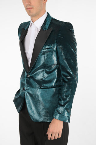 lurex center vent peak lapel 2-button blazer