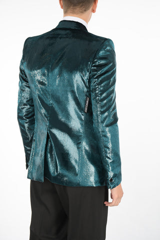 lurex center vent peak lapel 2-button blazer