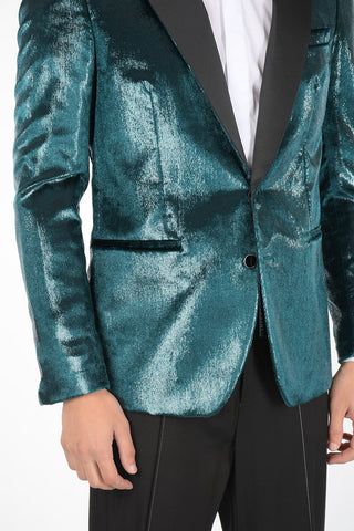 lurex center vent peak lapel 2-button blazer
