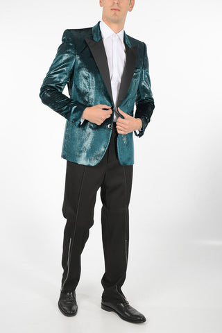 lurex center vent peak lapel 2-button blazer