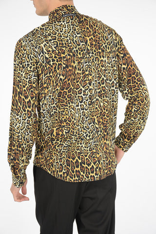 leopard-print classic collar shirt