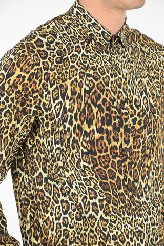 leopard-print classic collar shirt