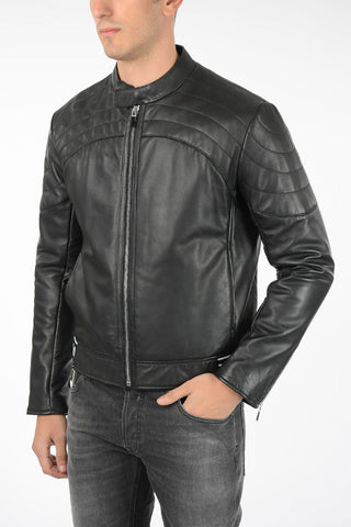 leather jacket with zip closure
