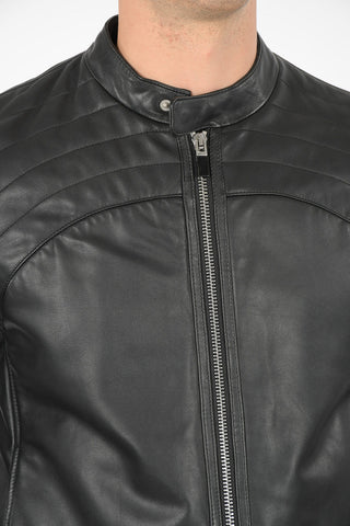 leather jacket with zip closure