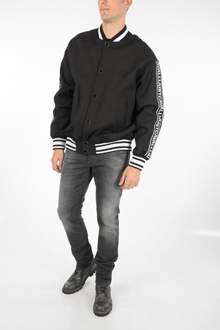 varsity jacket with logoed side band