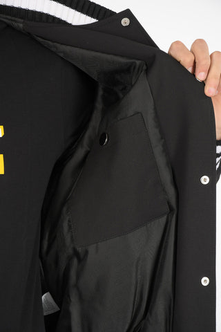 varsity jacket with logoed side band